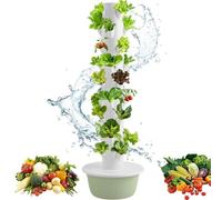 ByBoDi Vertical Hydroponic Growing Tower, Indoor & Outdoor Hydroponics System with Auto Watering Pump, Adjustable Height, Space-Saving Soilless Garden for Vegetables, Herbs & Fruits 9Layer-WithLight