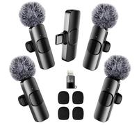 BYbrutek 4 Pack Wireless Lavalier Microphone for iPhone and Android - Mini Mic with Noise Reduction for Video Recording, Live Streaming, Interviews, YouTube, TikTok, and Vlogging
