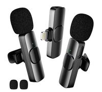BYbrutek Upgraded 2-Pack Lavalier Wireless Microphones for iPhone and iPad, Mini Microphone for Video Recording/Podcasts, Interviews, YouTube, TikTok, and Vlogging