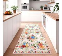 BYBSRLL Hallway Runner Rugs 60x180cm, Non-Slip & Machine Washable Low Pile Kitchen Runner, Floral Printed Soft Carpet Runner for Hall, Entryway, Laundry, Lounge, Office, Bedroom, Light Pink