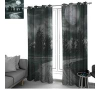 bybyhome Horror House Decor Creative Blackout Window for Teenager Bedroom Medieval Castle Night Fog with a Rider Riding Gothic Middle Ages Printed Window Curtains