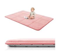 BYBYME 3cm Thick Baby Play Mat for Floor, 120 * 180cm Foldable Playpen Mat with Non-Slip Backing for Infant, Kids and Toddler Crawling, and Perfect Carpets for Yoga, Exercise, Pink