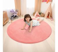 BYBYME 3cm Thick Baby Play Mat for Floor, Ø120cm Foldable Playpen Mat with Non-Slip Backing for Infant, Kids and Toddler Crawling, and Perfect Carpets for Yoga, Exercise, Pink