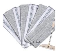 Bycarm Flat Mop Replacement Pads Compatible with Joymoop, Bosheng Mop Pads , Washable Squeeze Microfiber Mop pad for Floor Cleaning(8 Pack Refill, 13"X 4.9")