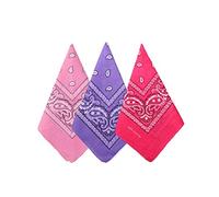 Bycc Bynn 3 Pack 100% Cotton Paisley Pattern Bandanas (Pink + Bright Purple +Rose Red)