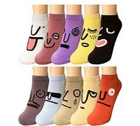 Bycc Bynn Women Casual 100% Cotton Novelty colorful Ankle Socks 10 Pairs Low Cut Sneaker Socks Trainer Socks for Running Walking Fitness Outdoor Sports (10 Pairs)