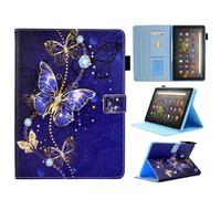 BYCeKe Case for All-New Amazon Fire HD 10 & HD 10 Plus Case (13th/11th Generation, 2023/2021 Release) 10.1" Slim PU Leather Stand Cover with Pencil Holder and Smart Auto Wake/Sleep, Blue Butterfly