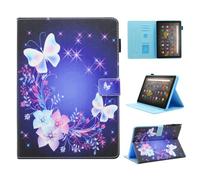 BYCeKe Case for Amazon Fire HD 8 & 8 Plus Tablet (12th/10th Generation 2024/2022/2020 Release) 8" Slim PU Leather Smart Folio Stand Cover for Kindle Fire 8 Case with Auto Wake/Sleep, Butterfly Basket