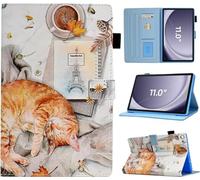BYCeKe Case for Samsung Galaxy Tab A11+ Plus/A9+ Plus 11 inch 2025/2023 Galaxy Tab A9 Plus Case, Slim PU Leather Flip Hard Shell Stand Cover for Galaxy Tab A11+ Case 2025, Auto Wake/Sleep, Sleepy Cat