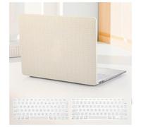 BYCeKe Compatible MacBook Air 13 inch Case 2022-2018 M1 A2337 A2179 A1932, Woven Fabric Textured Cream Leather Hard Shell Case & Keyboard Cover for Mac Air 13 inch, Beige