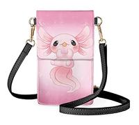 BYCHECAR Axolotl Crossbody Phone Purse for Girls Pink Waterproof Phone Bag Touch Screen Women Leather Wallet Cross Body Cellphone Purse