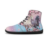 BYCHECAR Horse Sneakers for Women Teen Girls High Top Barefoot Boots Cherry Blossom Lightweight Hiking Shoes Minimalist Water Shoes Grounded Footwear Outdoor Sports Exercise Fitness