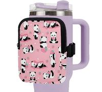 BYCHECAR Pink Tumbler Pouch Bag Panda Water Bottle Pouch 30oz 40oz Gym Cup Pouch Stanley IceFlow Storage Pocket with Strap Stanley Accessories Strawberry