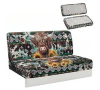BYCHECAR RV Couch Covers for Sofa Bed with Elastic Strap Aztec Highland Cow