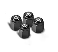 BYCHKA 4PCS Tyre Valve Caps for Citroen C3 Aircross 2021-2024, Corrosion Resistant Tire Valve Stem Caps Aluminium Metal with Rubber Leak Proof Dust Ring Cover,Black