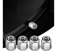 BYCHKA 4PCS Tyre Valve Caps for Mazda6 2003-2008 2009-2013 2014-2021, Corrosion Resistant Tire Valve Stem Caps Aluminium Metal with Rubber Leak Proof Dust Ring Cover,Silver