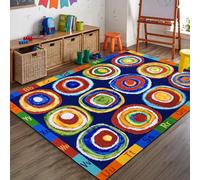 Bycmuoz ABC Alphabet Educational Classroom Rug, 180x260cm, 12 Circle Seats Rainbow Abc Kids Rugs, Playroom Learning Cozy Low Pile Floor Mat, Foldable Soft Cozy Washable Carpet for Kindergarten
