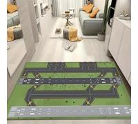 Bycmuoz Aircraft Runway Area Rug, 100x150cm, Airplane Flight Route Aviation Educational Kids Carpet for Playroom, Pet Friendly Machine Washable Rugs, Foldable Soft Anti-Skid Mat for Family