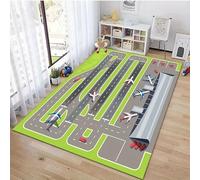 Bycmuoz Airport Runway Area Rug, 60x110cm, Aircraft Takeoff Play Mat for Children's Bedroom, Absorbent Breathable Durable Black Edged Rugs for Boy Girls Room Playroom