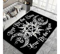 Bycmuoz Black White Sun Moon Area Rug for Bedroom, 120x180cm, Star Boho Celestial Kids Rugs, Mystical Witchcraft Divination Rubber-Backed Mat, Breathable Reduce Noise Carpet for Study Room Floor