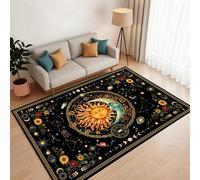 Bycmuoz Boho Chic Celestial Area Rug, 70x140cm, Astrology Cosmic Galaxy Entrance Mat, Moon Phases Occult Crescent Non Skid Indoor Rug, Home Decor with Non-Slip Backing Mat for Sofa Floor