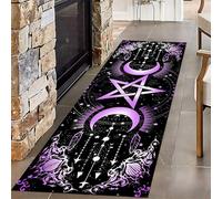 Bycmuoz Boho Magic Moon Carpet Runners, 60x180cm, Purple Mysterious Galaxy Night Sky Living Room Rug, Soft Foldable No Crease Cozy Thin Machine Washable Rugs for Family Kids Teen Bedroom