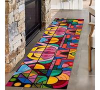 Bycmuoz Bright Colorful Abstract Geometric Living Room Carpet, 120x170cm, Irregular Multi Color Graphic Rubik's Cube Runner for Entryway, Rubber Backed Absorbent Low Pile Anti-Slip Rug for Dorm