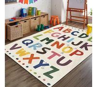Bycmuoz Cartoon ABC Alphabet Kids Rugs, 80x150cm, Kindergarten Classroom Children's Colorful Letters Play Mat, Durable Print Fade Resistant High Traffic Rug for Living Room Bedroom