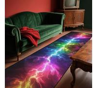 Bycmuoz Colorful Lightning Carpet Runners, 60x180cm, Vibrant Ripple Abstract Rainbow Long Hallway Runner Rug, Low Pile Machine Washable Easy Clean Pet Friendly Carpets for Bedroom Kitchen