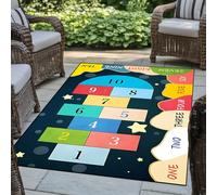 Bycmuoz Hopscotch Game Area Rug, 120x180cm, Colorful Educational Learning Numbers Kids Play Rugs, Absorbent Durable Foldable Non-Skid Carpets for Girls Boys Nursery School