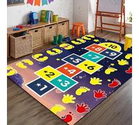Bycmuoz Hopscotch Game Area Rug, 80x150cm, Colorful Educational Learning Numbers Kids Play Rugs, Absorbent Durable Foldable Non-Skid Carpets for Girls Boys Nursery School