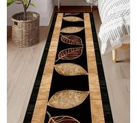 Bycmuoz Nordic Maple Leaf Design Bedroom Rug, 60x120cm, Traditional Red Brown Geometric Leaf Home Decor Carpets, Absorbent Thin Cozy Washable Reduce Noise Soft Long Carpet for Bedroom Hallway