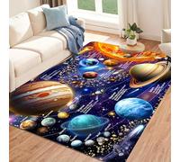 Bycmuoz Outer Space Kids Rugs, 60x110cm, Galaxy Solar System Cosmic Celestial Area Carpet, Print Fade Resistant Washable Easy Clean Mat, Cozy Soft Low Pile Carpets for Indoor Bedroom