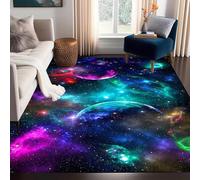 Bycmuoz Outer Space Planet Kids Carpet, 60x110cm, Mysterious Starry Sky Living Room Carpets, Absorbent Breathable Non-Shedding Mat, Easy Clean Cozy Washable Rugs for Kids Teen Nursery