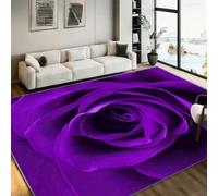 Bycmuoz Romantic Purple Roses Hallway Runner Rug for Walkway, 70x140cm, Valentine's Day Rose Pattern Anti-Slip Area Rugs, Soft Reduce Noise Pet Friendly Washable Carpet for Dorm Living Room