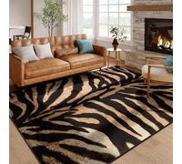 Bycmuoz Tiger Print Area Rug for Kids Bedroom, 120x180cm, Brown Animal Pattern Carpet, Soft Washable Non Slip Rug, Low Pile Floor Mat for Playroom Laundry Room