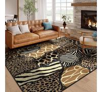 Bycmuoz Tiger Print Area Rug for Kids Bedroom, 140x200cm, Brown Animal Pattern Carpet, Soft Washable Non Slip Rug, Low Pile Floor Mat for Playroom Laundry Room