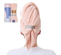 BYCOO Microfiber Hair Towel Wrap for Women, Anti Frizz Large Ultra-Soft Hands-Free Hair Dry Towels, Fast Drying | Super Absorbent | Quick Dry Hair Turban for Wet, Curly, Long & Thick Hair - Pink