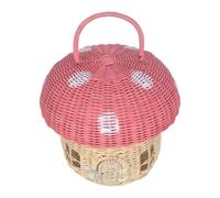 BYCUFF Handmade Rattan Mushroom-Shaped Storage Basket- Cute Handmade Handcrafted Decoration Artwork Rattan, Pink Easy to Use 24 X 28cm