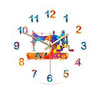 BYCUFF Sewing Machine Watercolor Art Print Wall Clock Tailor Sewing Room Sign Silent Decoration Wall Clock Tailor