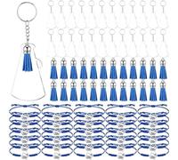 [Bydezcon] 20 Pcs Cheer Bracelets Tennis Ski Ring Bracelets with Adjustable Charms Assorted Acrylic Amplifier Fringe Keychain Charms