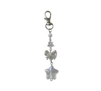 Bydezcon Key Chains for Women, Aesthetic Phone Charm With Heart and Star Bead keyring Decoration Metal Keychain Pendant for Women and womens
