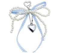 Bydezcon Key Chains for Women, Elegant Pearl Ribbon Bows Heart Charm Keychain for Women womens Fashion Bag Pendant Keyring Accessory