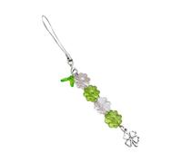 Bydezcon Key Chains for Women, Handmade Beaded Phone Chain Four Leaf Clovers Cellphone Charm Colorful Keyring Pendant Cellphone Charm Accessory