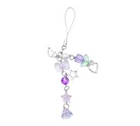 Bydezcon Key Chains for Women, Sweet Bowknot Beaded Phone Charm Flower Chain Keychain Fashion Accessory Bag Pendant Keyring for Phones and Backpacks