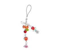 Bydezcon Key Chains for Women, Sweet Bowknot Beaded Phone Charm Flower Chain Keychain Fashion Accessory Bag Pendant Keyring for Phones and Backpacks