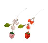 Bydezcon Key Chains for Women, Sweet Leaf Strawberry Phone Charm Playful Strawberry Leaf Charm Phone Strap Accessory for the Fashion Forward User