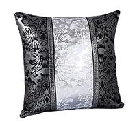 Bydezcon Modern Black Silver Tone Throw Pillow For Case Vintage Geometric Floral Printed Contrast Color Square Cushion Cove Outdoor Cushion Covers Waterproof