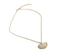 [Bydezcon] Polished Freshwater Shell Love Pearl Charm Pendant Necklace Jewelry Accessory for Daily Wear or Special Event