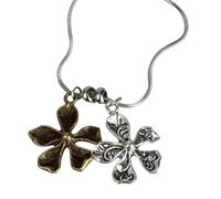 [Bydezcon] Trendy Snake Chain with Flower Detail Contemporary Floral Stainless Steel Necklace Soft Snake Bone Chain for Everyday Wear